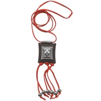 GALLAY Jewellery - Schmuck und Dekoration - Kette Kunststoff Viereck schwarz altsilberfarben Velourband rot 100cm