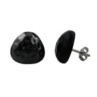 GALLAY Jewellery - Schmuck und Dekoration - Ohrstecker Ohrring 14mm Dreieck schwarz gehämmert Kunststoff