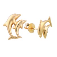 GALLAY Jewellery - Schmuck und Dekoration - Ohrstecker Ohrring 10x7mm Delfin-Pärchen matt-glänzend 9Kt GOLD