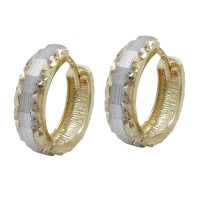GALLAY Jewellery - Schmuck und Dekoration - Creole Ohrring 14x4mm Klappscharnier bicolor diamantiert 9Kt GOLD