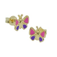 GALLAY Jewellery - Schmuck und Dekoration - Ohrstecker Ohrring 7x8mm Schmetterling pink-lila 9Kt GOLD