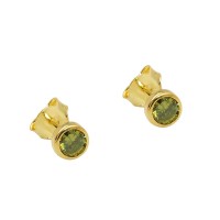 GALLAY Jewellery - Schmuck und Dekoration - Ohrstecker Ohrring 4,5mm Zirkonia olivgrün 9Kt GOLD