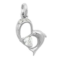 GALLAY Jewellery - Schmuck und Dekoration - Anhänger 16x14mm Herz mit Delfin und Zirkonias glänzend Silber 925