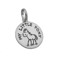 GALLAY Jewellery - Schmuck und Dekoration - Anhänger 12mm mit Gravur "MY LITTLE PONY" Pony schwarz lackiert matt Silber 925