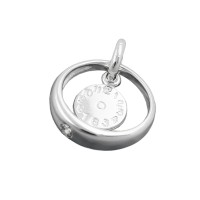 GALLAY Jewellery - Schmuck und Dekoration - Anhänger 12x3mm Taufring mit Zirkonia weiß und Geburtsuhr Silber 925