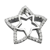 GALLAY Jewellery - Schmuck und Dekoration - Anhänger 17mm Stern mit Zirkonias glänzend rhodiniert Silber 925
