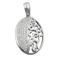 GALLAY Jewellery - Schmuck und Dekoration - Anhänger 20x15mm oval mit Zirkonias glänzend rhodiniert Silber 925