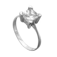 GALLAY Jewellery - Schmuck und Dekoration - Ring 8mm einzelner Zirkonia glänzend rhodiniert Silber 925 Ringgröße 58