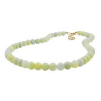 GALLAY Jewellery - Schmuck und Dekoration - Kette 10mm Kunststoffperlen türkis-grün-weiß-gelb marmoriert mit Perle 40cm