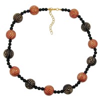 GALLAY Jewellery - Schmuck und Dekoration - Kette Schmuckperlen schwarz-rot-goldfarben 50cm