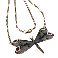 GALLAY Jewellery - Schmuck und Dekoration - Kette, Libelle, taupe-rot, altmessing, 80cm