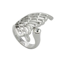 GALLAY Jewellery - Schmuck und Dekoration - Ring 31x18mm halber Schmetterlingsflügel mit 1 Glasstein rhodiniert Ringgröße 50