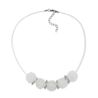 GALLAY Jewellery - Jewellery and decoration - Kette Spiralperle weiß-matt silberglänzend Kunststoffperlen mit Silikonschnur weiß 45cm