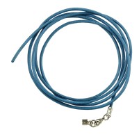 GALLAY Jewellery - Schmuck und Dekoration - Lederband Rundschnur Rindleder 2mm hellblau gefärbt mit 1x Verschluss silberfarbig ca. 1m
