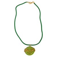 GALLAY Jewellery - Jewellery and decoration - Kette 29mm rundes Clownsgesicht aus Kunststoff hellgrün-matt 40cm Kordel grün
