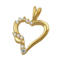 GALLAY Jewellery - Schmuck und Dekoration - Anhänger 14x13mm Herz mit Zirkonias vergoldet 3 Mikron