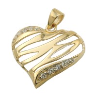 GALLAY Jewellery - Jewellery and decoration - Anhänger 17x20mm Herz glänzend mit 9 Zirkonias 9Kt GOLD