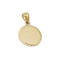 GALLAY Jewellery - Jewellery and decoration - Anhänger 12mm Gravurplatte matt diamantiert 9Kt GOLD