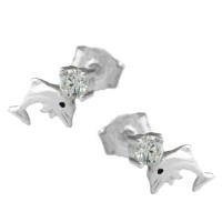 GALLAY Jewellery - Schmuck und Dekoration - Ohrstecker Ohrring 9x5mm Delfin mit Zirkonia Silber 925