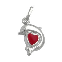 GALLAY Jewellery - Schmuck und Dekoration - Anhänger 12x9mm Delfin Herz rot lackiert Silber 925