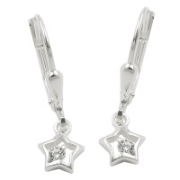 GALLAY Jewellery - Schmuck und Dekoration - Ohrbrisur Ohrhänger Ohrringe 22x6mm Stern mit Zirkonia glänzend Silber 925