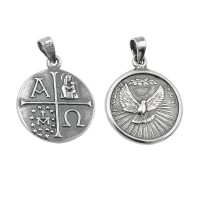 GALLAY Jewellery - Jewellery and decoration - Anhänger 15mm Medaille Taube christliche Symbole geschwärzt Silber 925