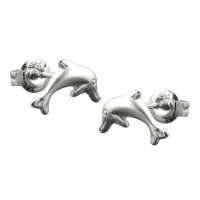 GALLAY Jewellery - Schmuck und Dekoration - Ohrstecker Ohrring 10x5mm springender Delfin matt-glänzend rhodiniert Silber 925