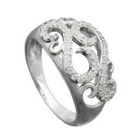 GALLAY Jewellery - Schmuck und Dekoration - Ring 11mm floral mit vielen Zirkonias glänzend rhodiniert Silber 925 Ringgröße 62